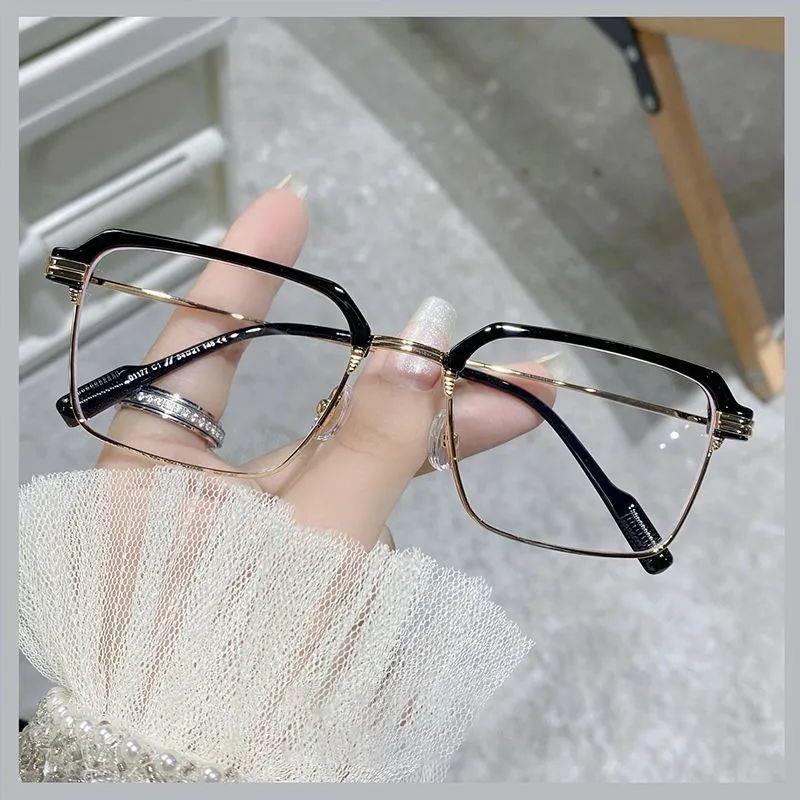 Nuevas gafas de lectura anti-luz azul de medio marco ultraligeras para mujer, estilo elegante y simple, marco de espejo de presbicia de lectura para hombre