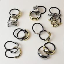 日韩跨境新款合金亮面发绳保色耐磨高质感冷淡风皮筋头绳发饰女