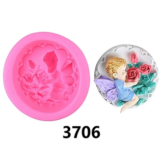 天使手捧玫瑰花造型手工皂肥皂模具 翻糖硅胶模具 蛋糕烘焙用具