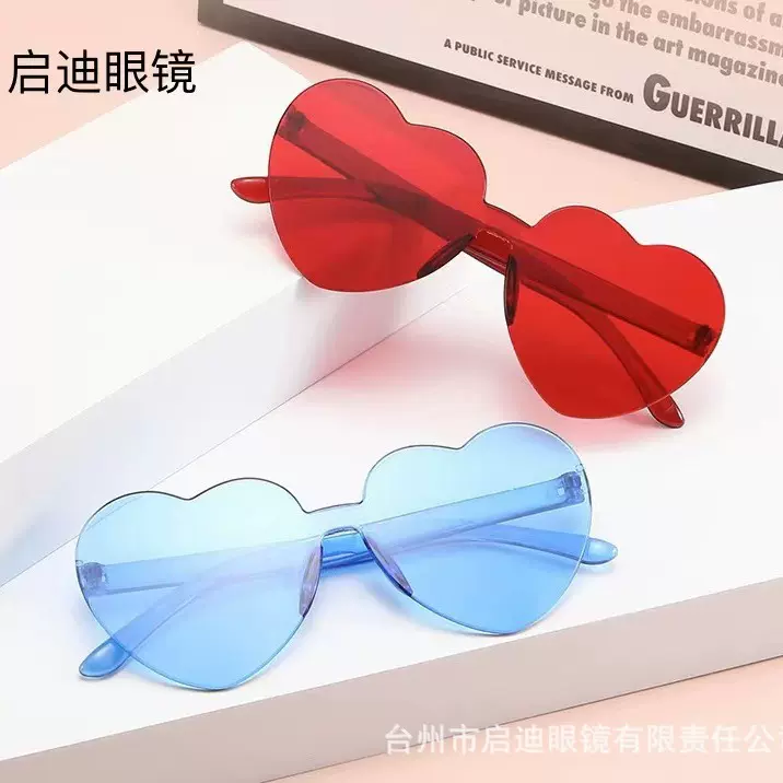 新款儿童果冻色爱心太阳镜拍照造型派对小孩眼镜欧美宝宝墨镜潮流