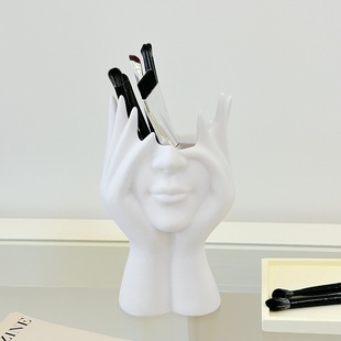 Nordic Creative Human Face Shape Resin Vase Ornaments Living Room Flower Arrangement Simple Entrance Tv Cabinet Home Decoration
