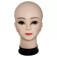 Plastic mannequin head, wig cap, stand
