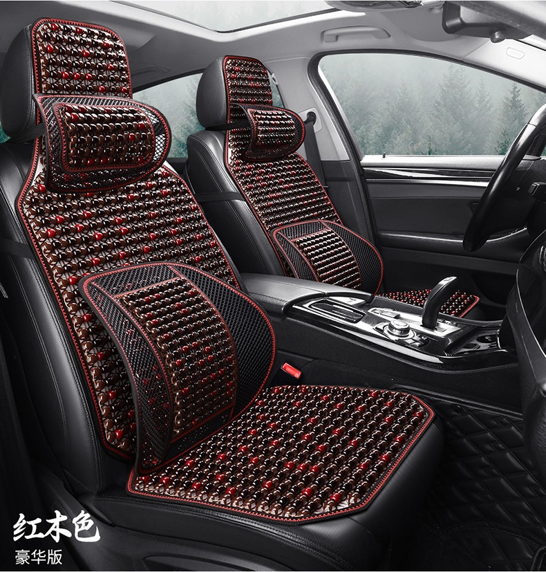 Car Seat Cushion, Summer Wooden Bead Cooling Mat, Mahjong Mat, Small Truck Single Seat Cushion, Breathable Office Chair Lumbar Support Cushion