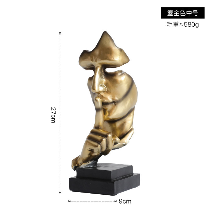 北欧のアイデアの小さいサイズの沈黙は金のカバーの3つの抽象的な樹脂の彫刻で飾られています。|undefined