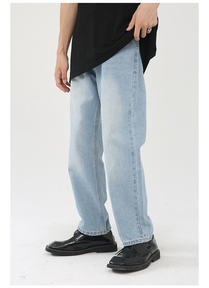 Quần jean nam ống thẳng lửng 9 tấc cạp vừa phong cách Hàn Quốc — Màu xám, Màu đen, Xanh denim, Xanh lam đậm chi tiết 19
