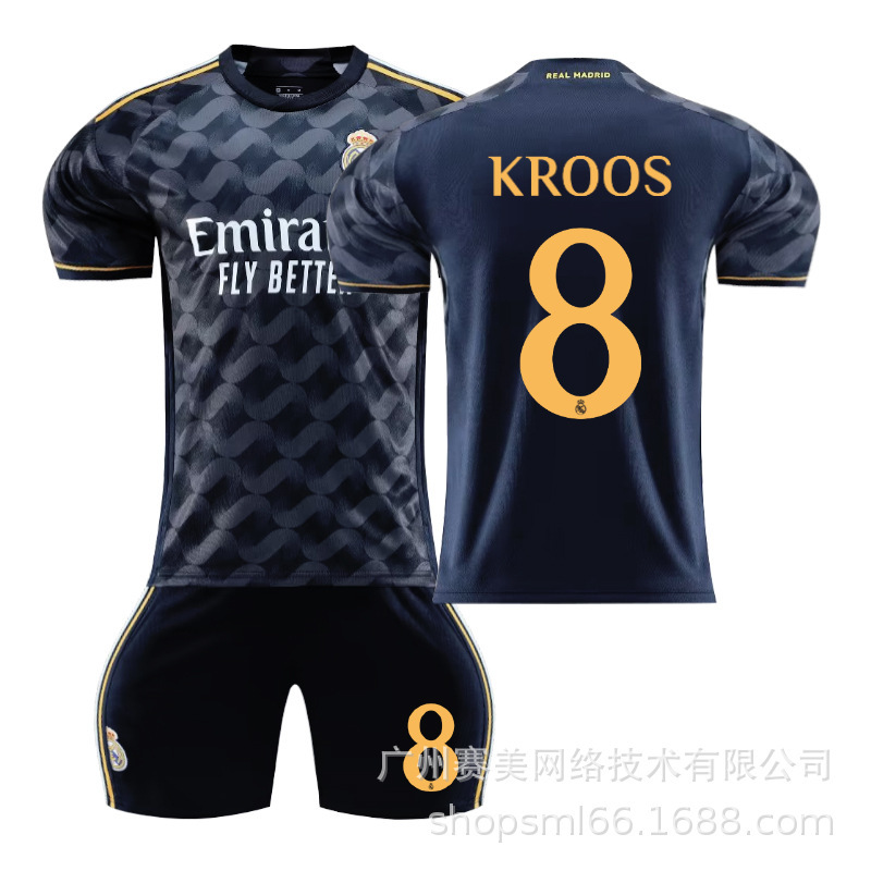 2324 Real Madrid fuera de zafiro azul Jersey N ° 10 Modrich 7 Winnie Croc 5 Bellingham fútbol uniforme traje