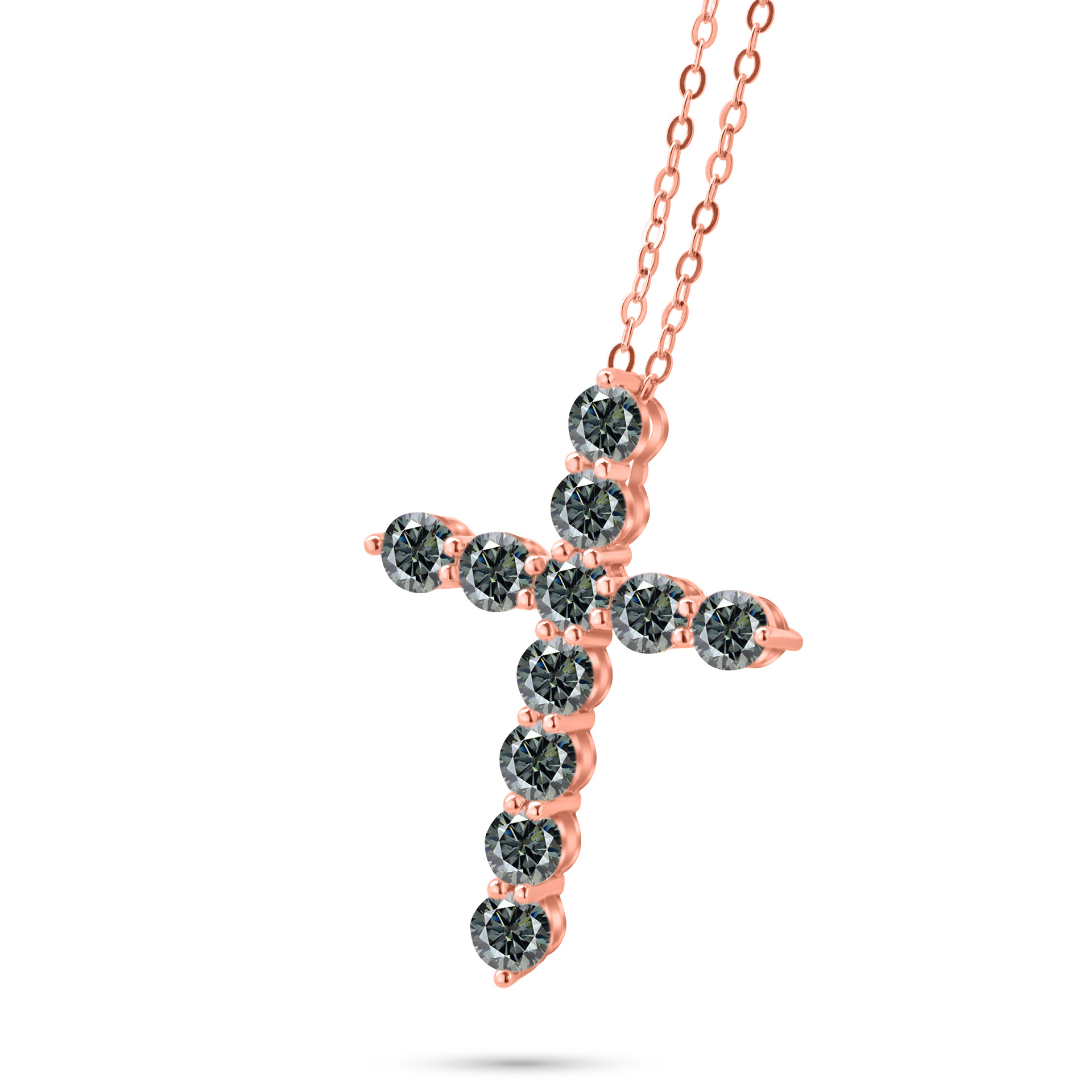 3mm - 4mm collar de cruz de color azul de piedra de mozanita de plata esterlina de lujo ligero collar clavícula colgante de cruz