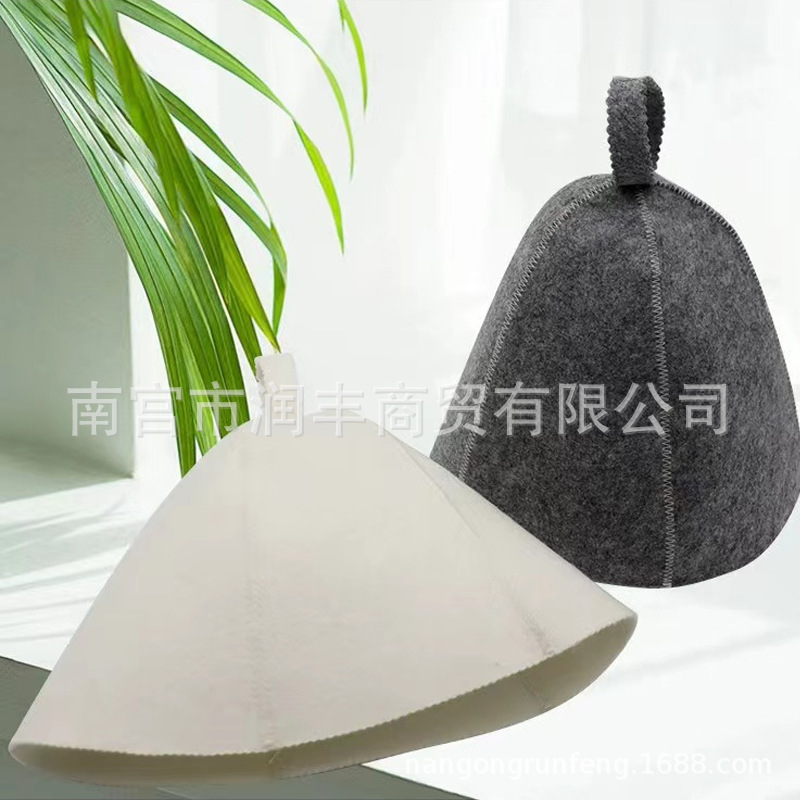 [Gorro de ducha de fieltro] simple moda gris blanco fieltro de lana caliente sudor de primavera sauna humeante sombrero de fieltro