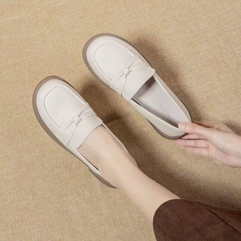 Zapatos de Lefour de cuero suave 2026 primavera nuevos zapatos de sola suave cómodos antideslizantes británicos zapatos de cuero pequeños para mujeres