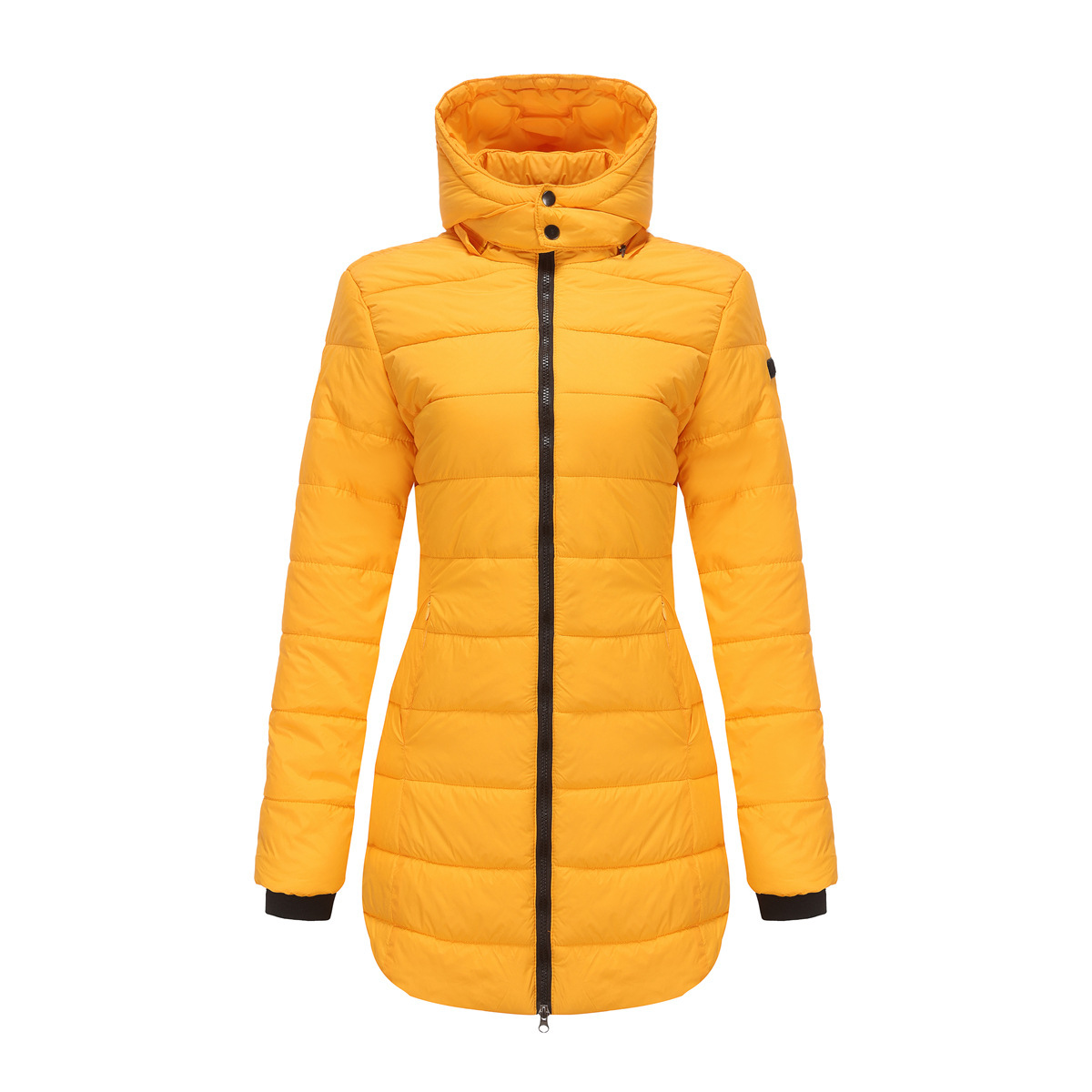 Abrigo de invierno para mujer con capucha extraíble parka impermeable_voghion.com