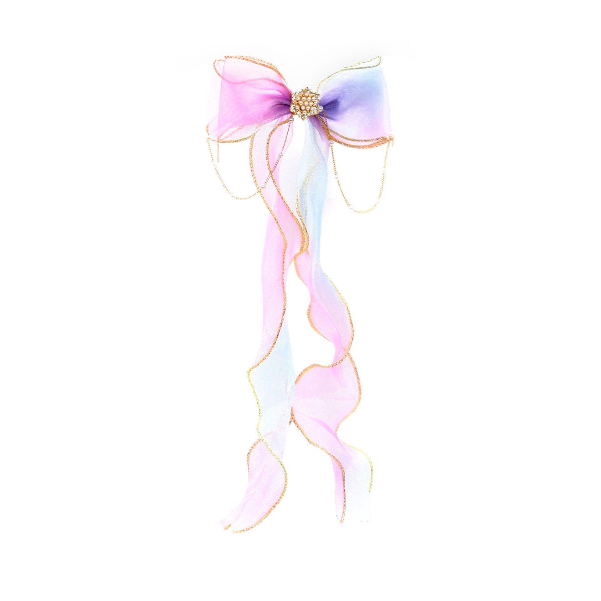 PS504 Blue Purple Chain Bow Hairpin Hoop