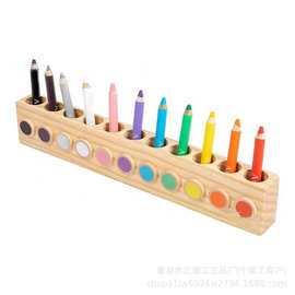 实木马克笔蜡笔笔筒木制彩色铅笔架笔盒收纳盒松木桌面文件存储盒