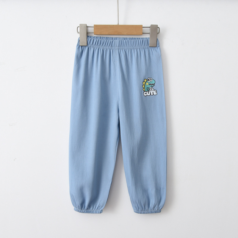 男童牛仔裤夏天薄款防蚊虫小恐龙冰丝牛仔童裤两用档2024夏季童装