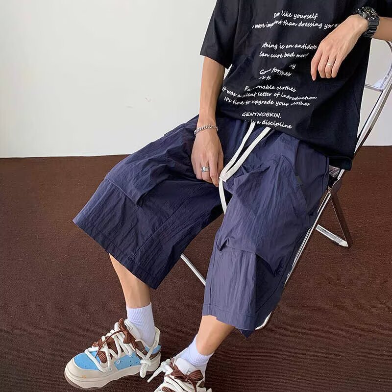 Outdoor Quick-drying Tooling Shorts Men's Summer Thin High Street Loose Wide-leg American Style Multi-pocket Sports Cropped Pants