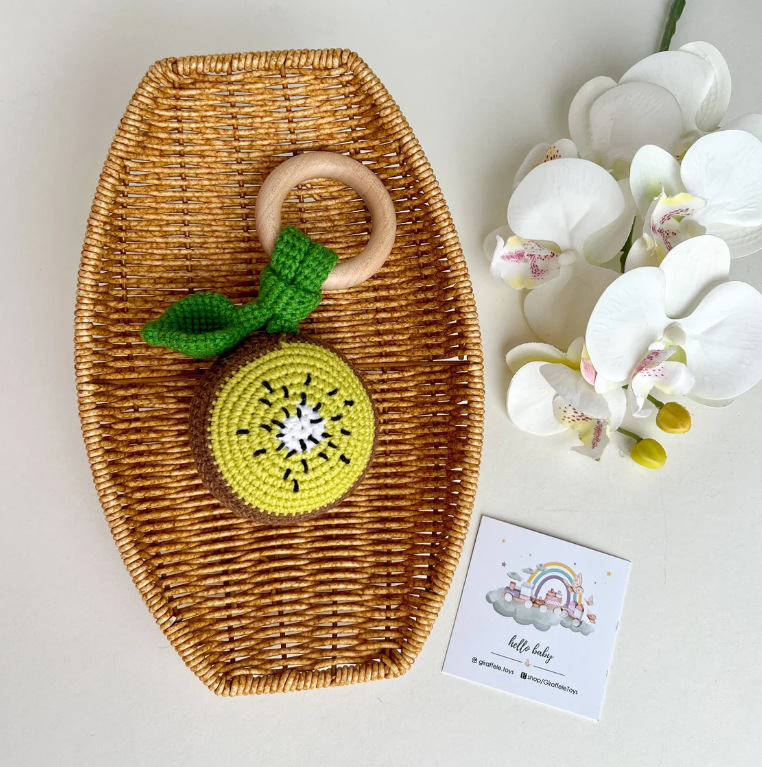 Juguetes de crochet para bebés crochet fruta campana para bebés: kiwi, limón, naranja, sandía