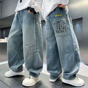 Spring Boys' Jeans Spring New Children's Wear Children's Big Boys Teenagers Personality Light Color Trendy Cross-border Pants
