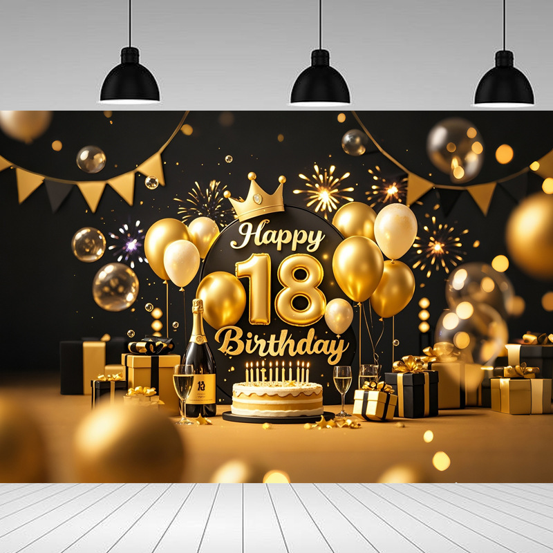 Nueva tela de fondo de feliz cumpleaños transfronteriza, carnaval de fiesta, serie principal de decoración de escenas, banner de cumpleaños