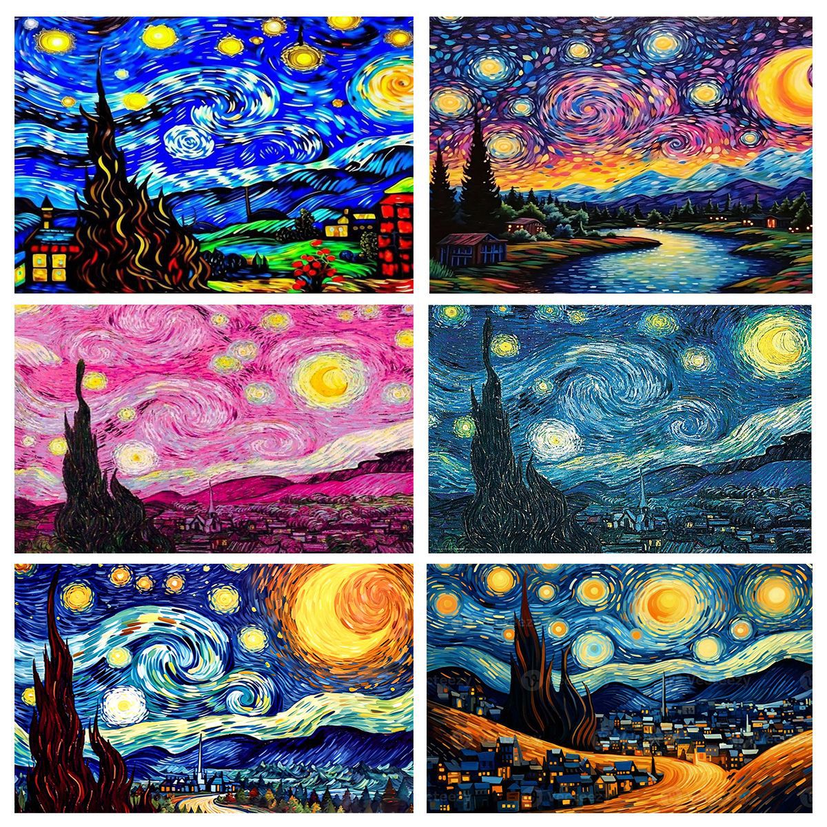 5D diamante pintura DIY diamante lleno Van Gogh cielo estrellado patrón pintura decorativa diamante redondo fábrica al por mayor suministro de comercio exterior