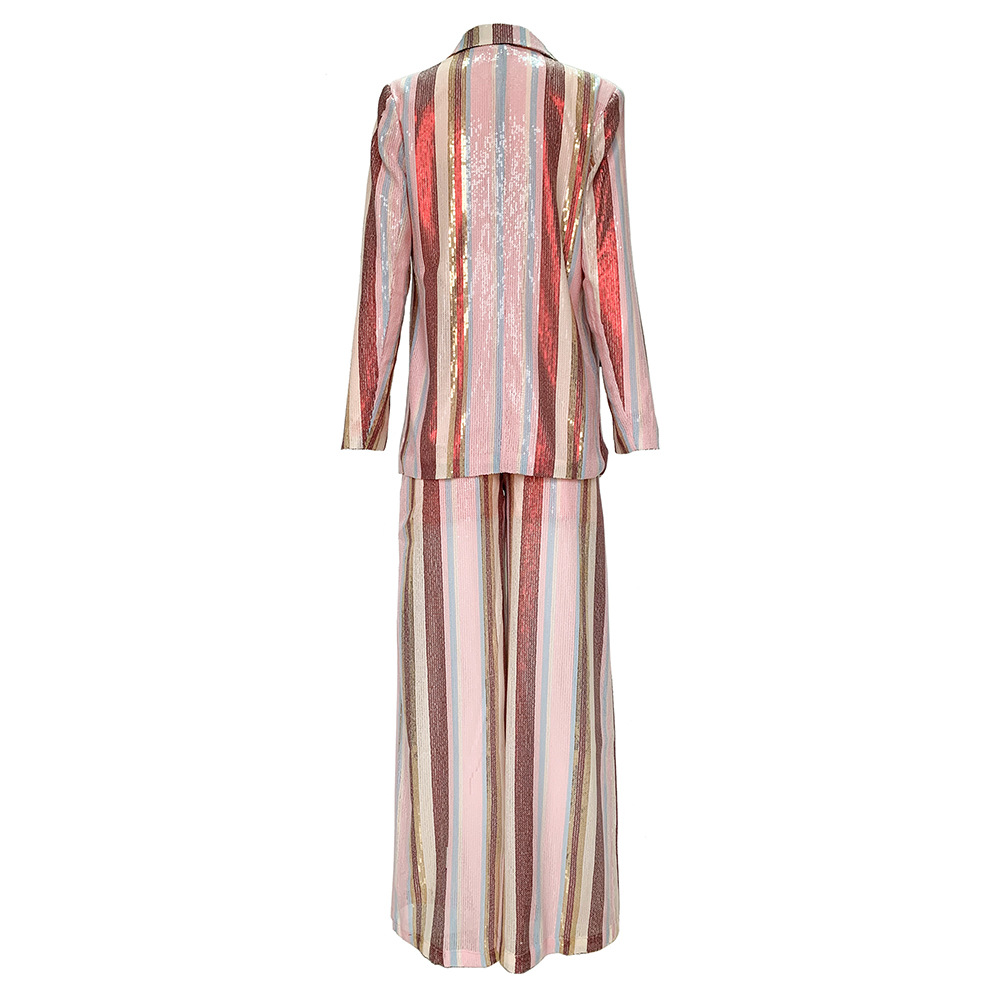 GraceChic GraceChic European And American New Three-Piece Set Early Autumn Fashion Women's Small Blazer Striped Casual Wide-Leg Pants_voghion.com