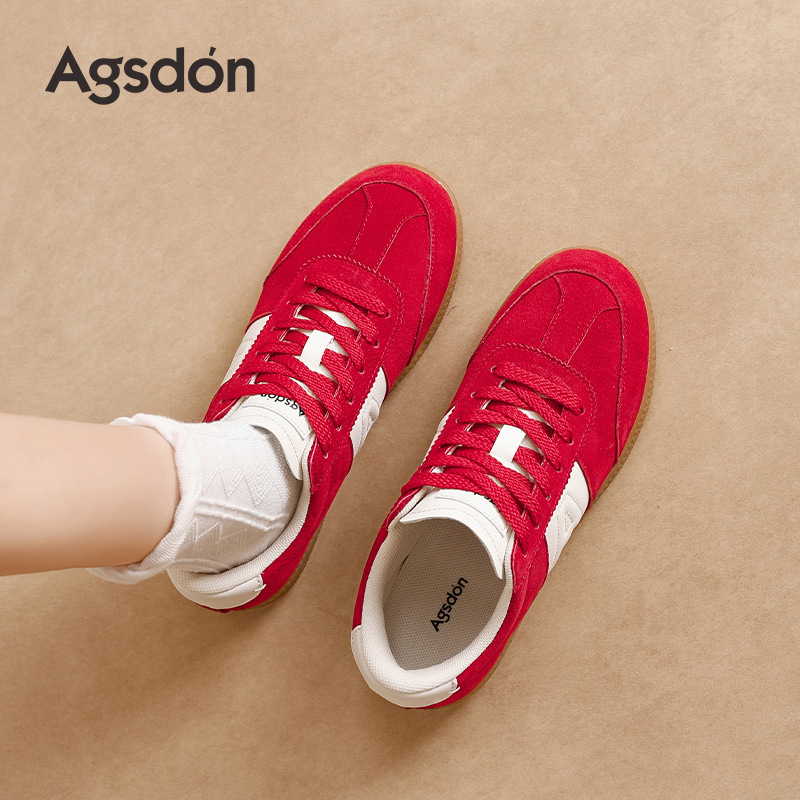 Augustion Red Alemania Training Shoes Mujer 2025 Nuevo verano Esfera gruesa Suela plana Forrest Zapatos de mujer Zapatillas deportivas retro