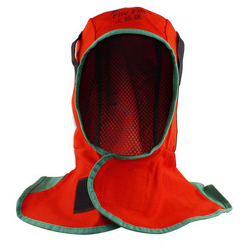 威特仕23-6690红色防火阻燃焊帽火狐狸防尘防烫电焊头罩披肩透气