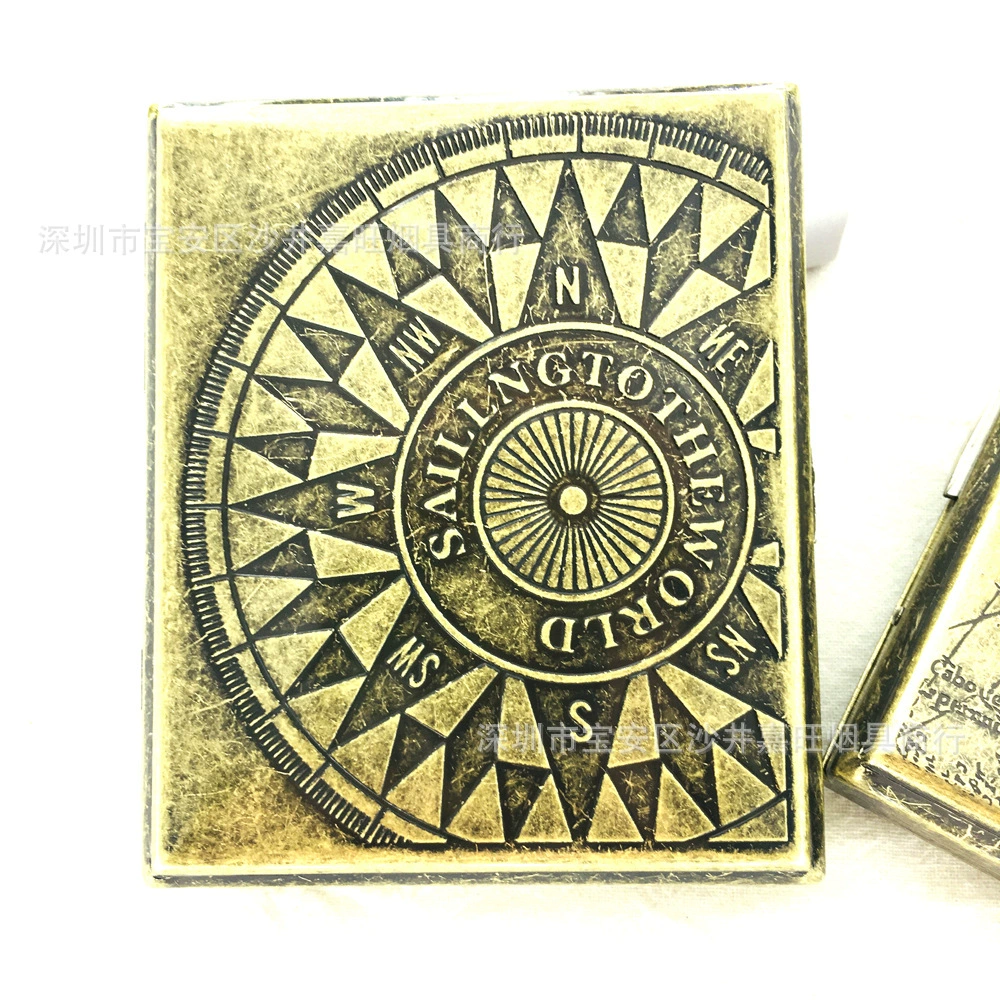 518 20 Упак. Металлический Бронзовый Матовый портсигар из нержавеющей стали, модный компас, звездная диаграмма, красивый портсигар