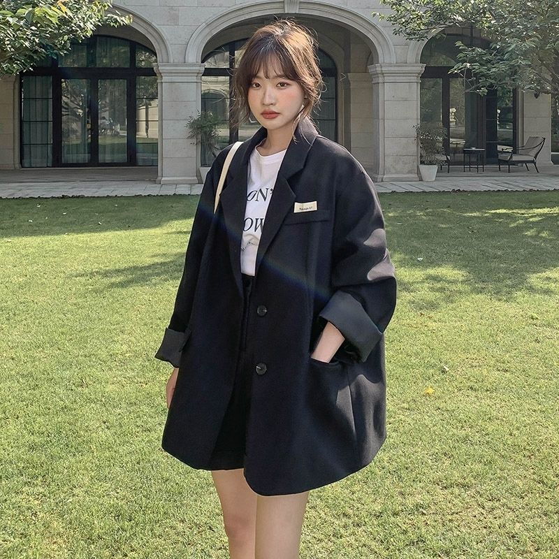 Black feeling fried street suit coat 2024 spring and autumn new loose casual suit coat women's brown