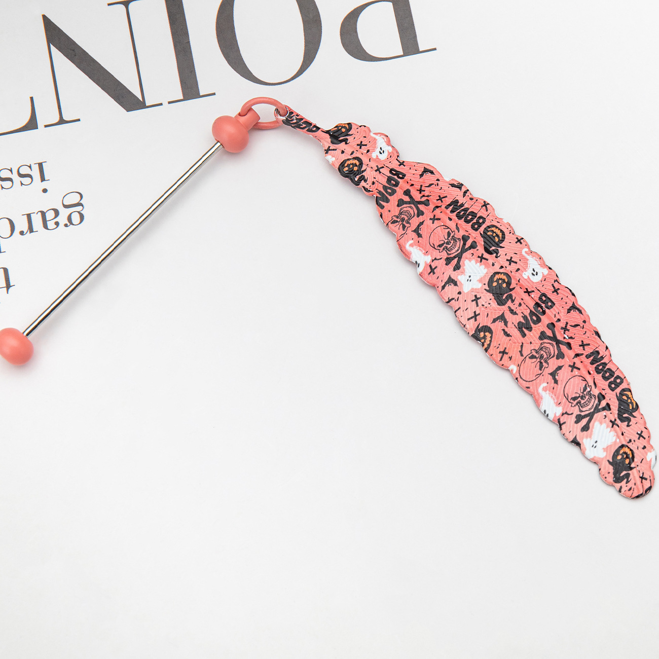 Metal Navidad Halloween plumas marcadores DIY cuentas marcadores colgantes regalo de recompensa para niños marcadores carpeta