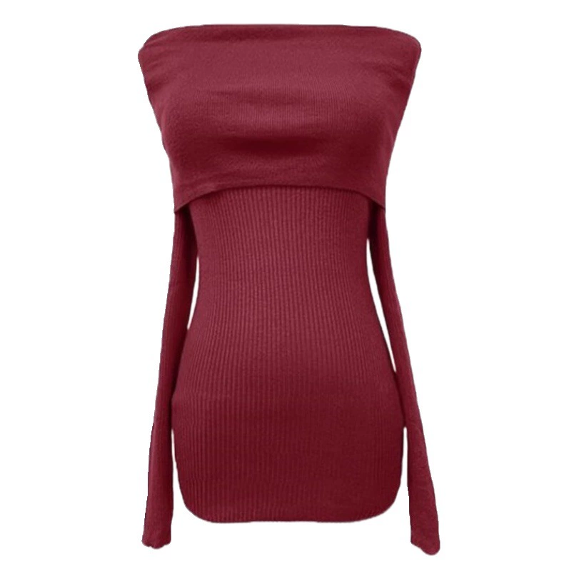 Чистый ветер черное слово на плечах сексуальная горячая девушка платье с длинными рукавами женская осенняя и зимняя стройная юбка бедра