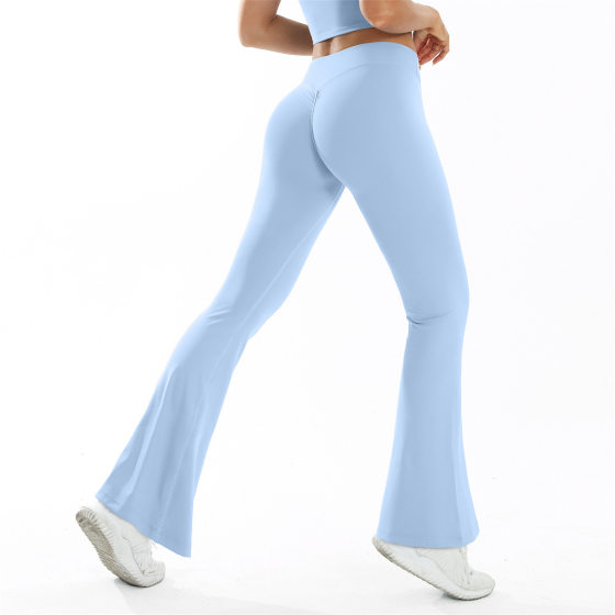 European and American Quick-Dry Hip Lifting Yoga Flared Pants Naked Cross High Waist Tight Outer Wear Casual Sports Wide Leg Pants
