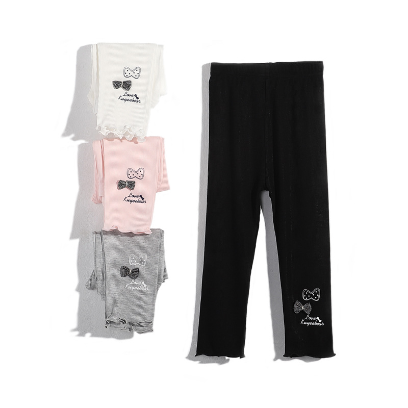 Girls' 7/8 length leggings, ultra-thin and soft, 2*2 ribbed, high-quality, slim fit, stretchy, quick-drying.