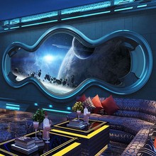 3d科幻风飞船太空舱墙纸ktv酒吧包厢背景装饰壁纸办公室网吧壁布