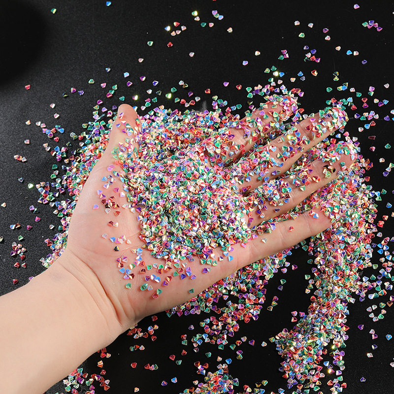 Three-dimensional section flash nail drill golden resin aurora drill love drill craft decoration 1g bag jewelry wholesale