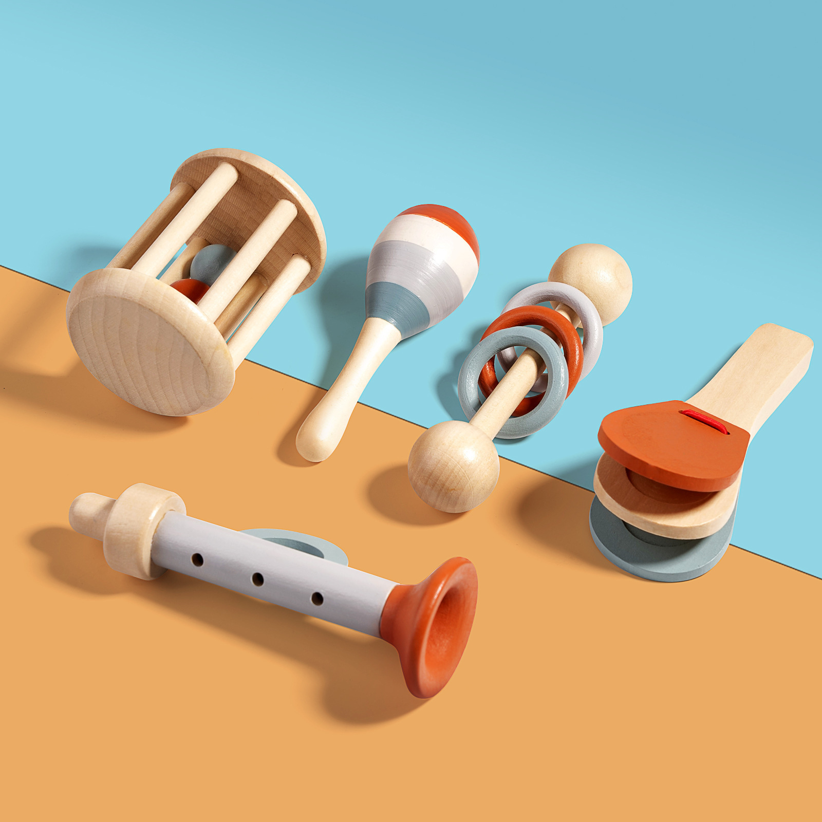 La educación temprana infantil de madera Meng tranquiliza la campana de la cama, el juguete orf, el bebé agarra la campana y sacude el conjunto de instrumentos musicales image 13
