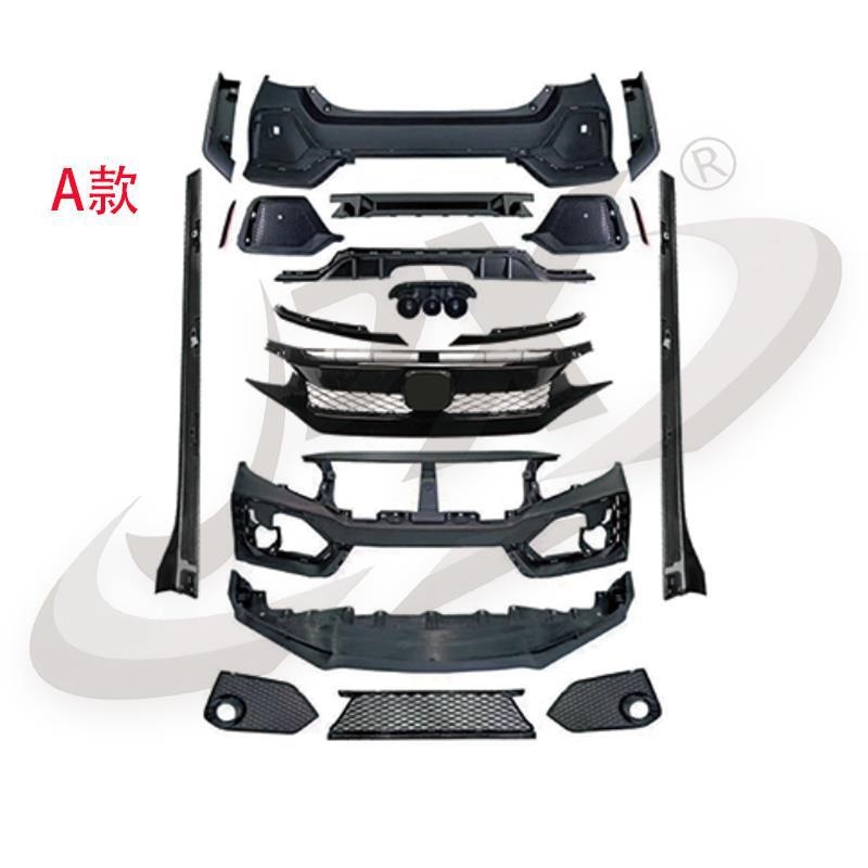 Suitable for 16-21 10th generation Civic modified TR front bumper, rear bumper, side skirts, grille, full body kit for Honda Civic Type R