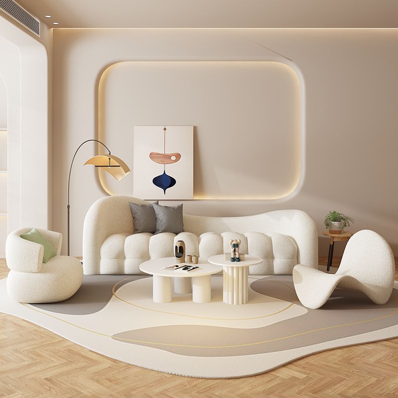 Ins-Style Modern Minimalist Small Apartment Sofa Bedroom Artistic Lamb Wool Home Living Room Sofa Internet-Famous Homestay