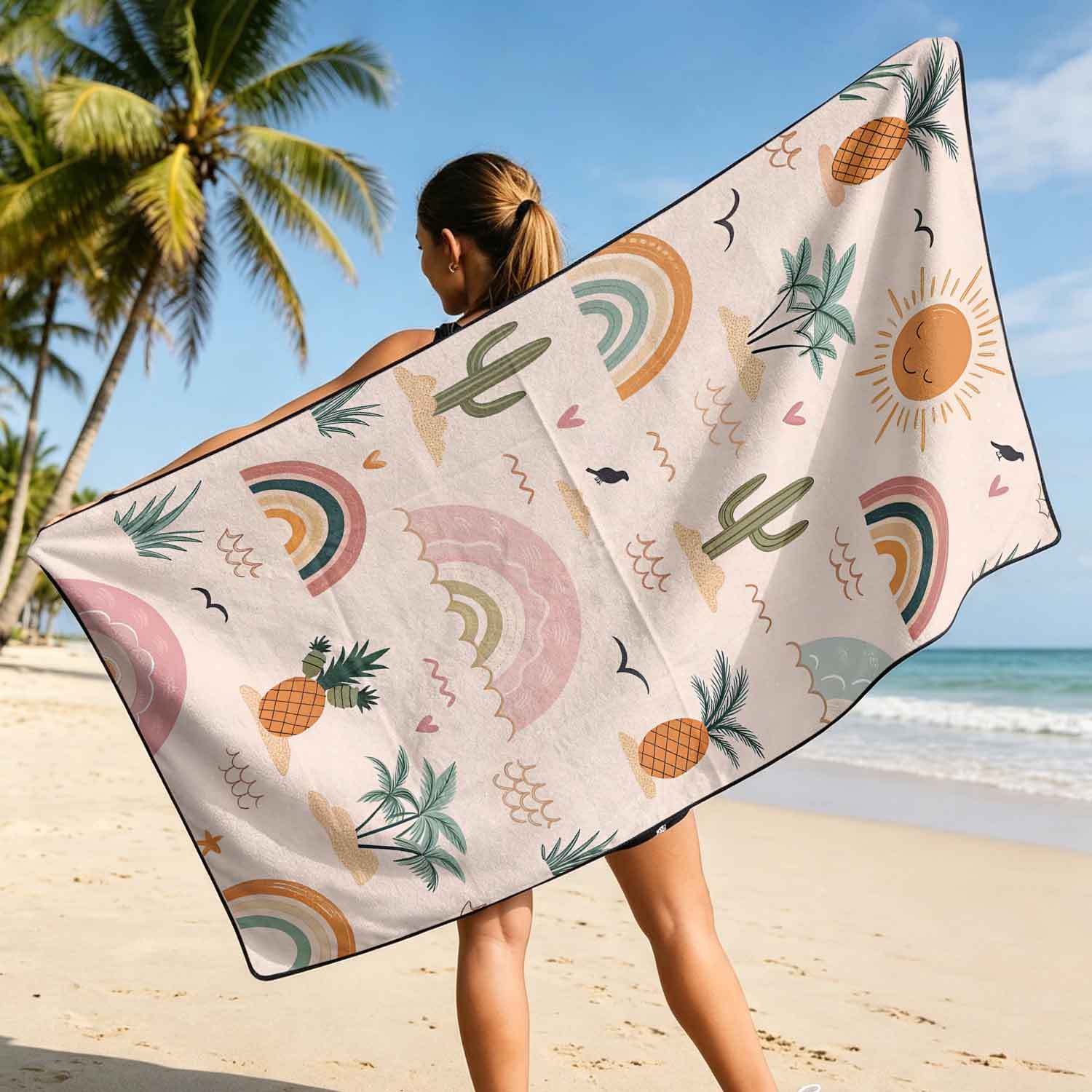 2-piece dual-use car seat cover, ultra-fine fiber, can be used as a beach towel, printed car protective seat cover 6