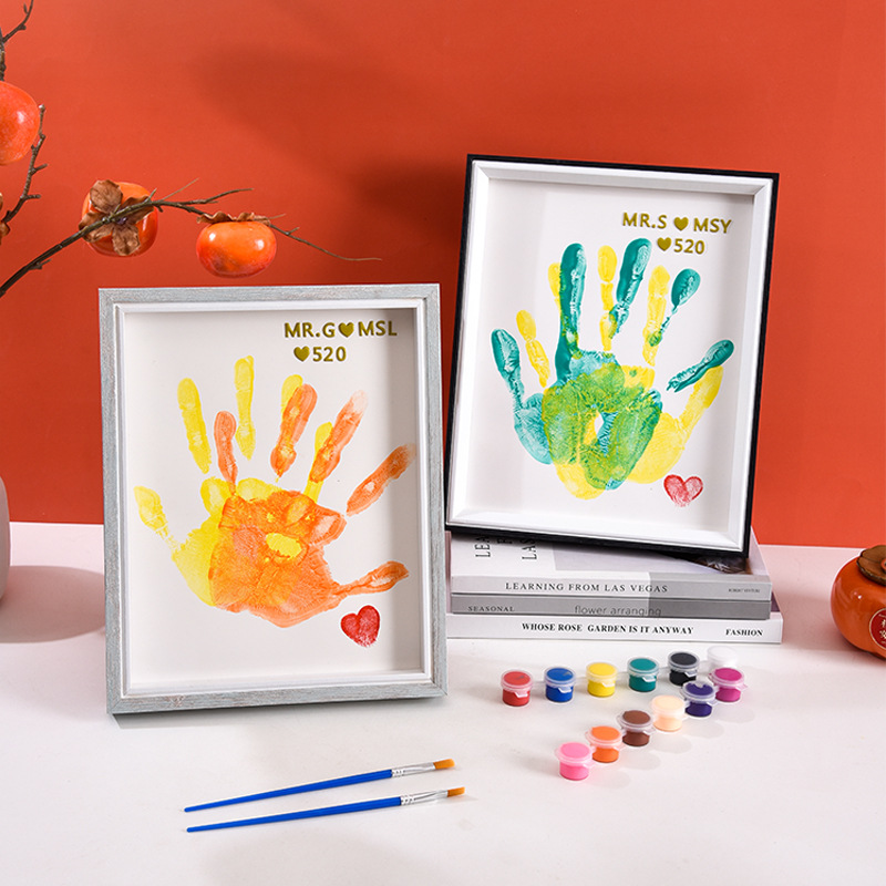 DIY Handprint Photo Frame Couple Commemorative Photo Frame Handprint Picture Baby Full Moon Hundred Days Commemorative Photo Frame Creative Oil Picture Frame