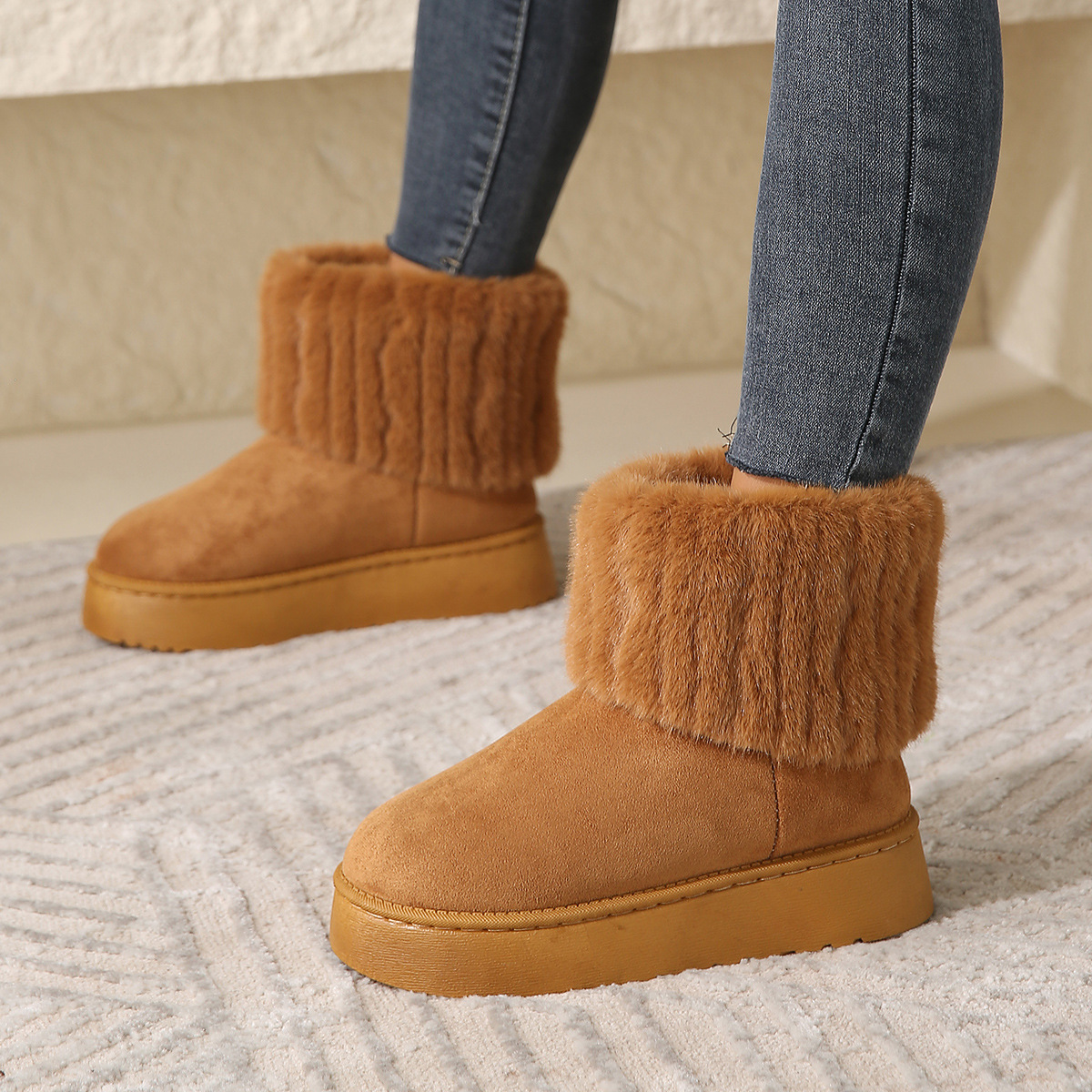 Women's Snow Boots With Thick Sole And Fleece Lining For Winter_voghion.com