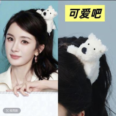 杨幂同款西高地小狗发夹马尾发饰毛绒感可爱少女发夹爆款高颜值