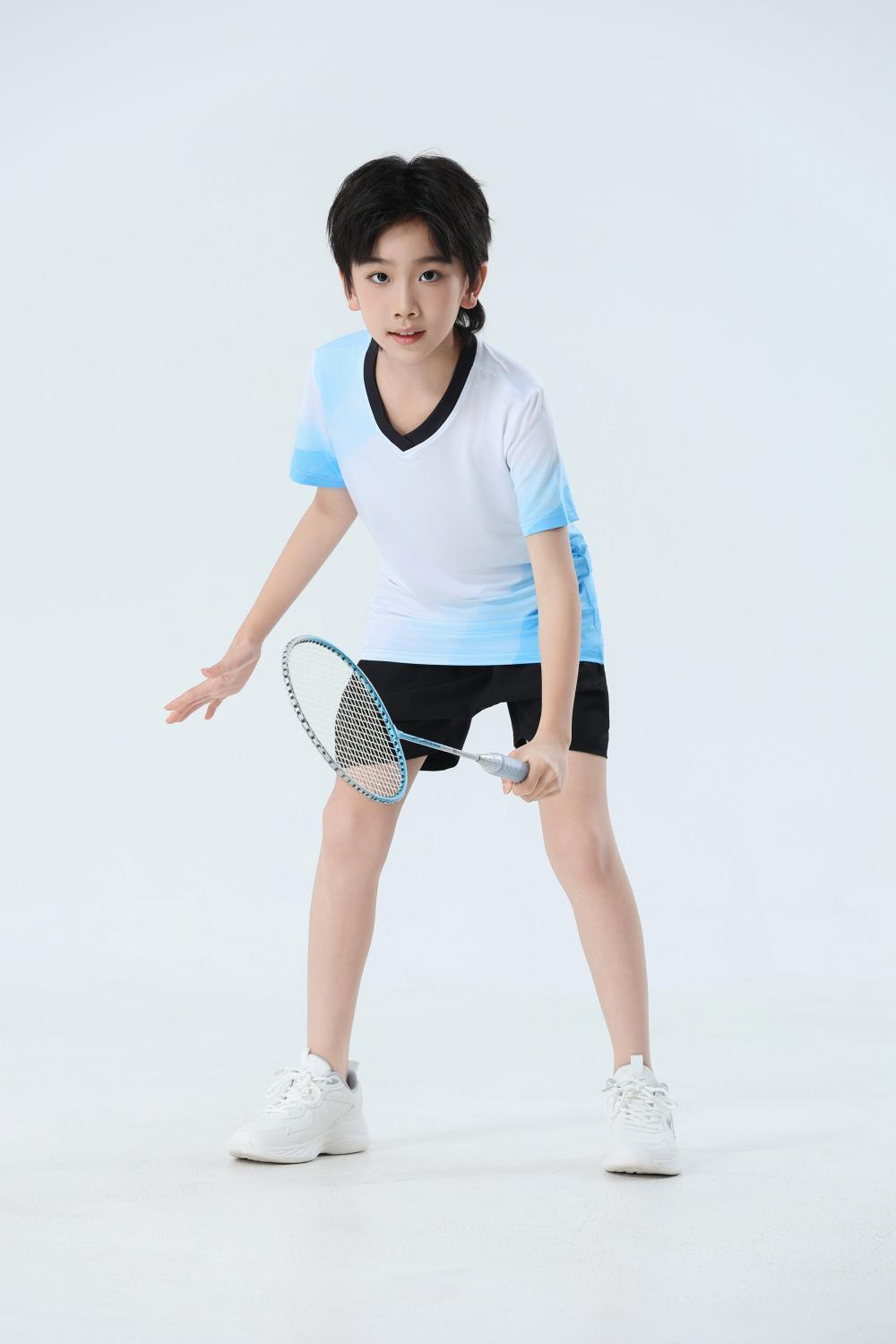 Nuevo set de bádminton transpirable de secado rápido hombre y mujer V-collar chaqueta deportiva para niños adultos con impresión personalizada image 7
