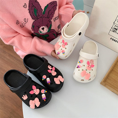 Baby Girl Cute Pig Head Hole Shoes Ins Style Thick Sole Beach Slides Outdoor Summer Sandals