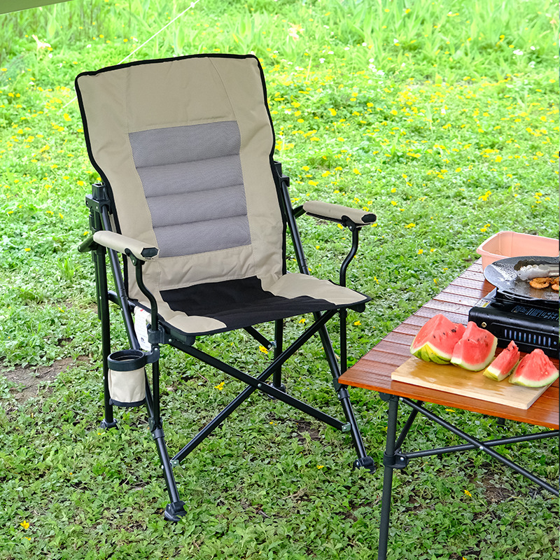 Chaise de pêche pliante avec dossier haut et siège pivotant_voghion.com