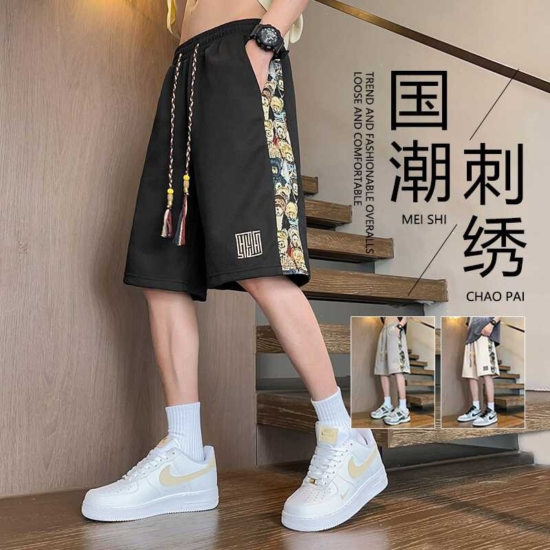 Мужские летние шорты, спортивные штаны для отдыха, с вышивкой, оверсайз, большой размер