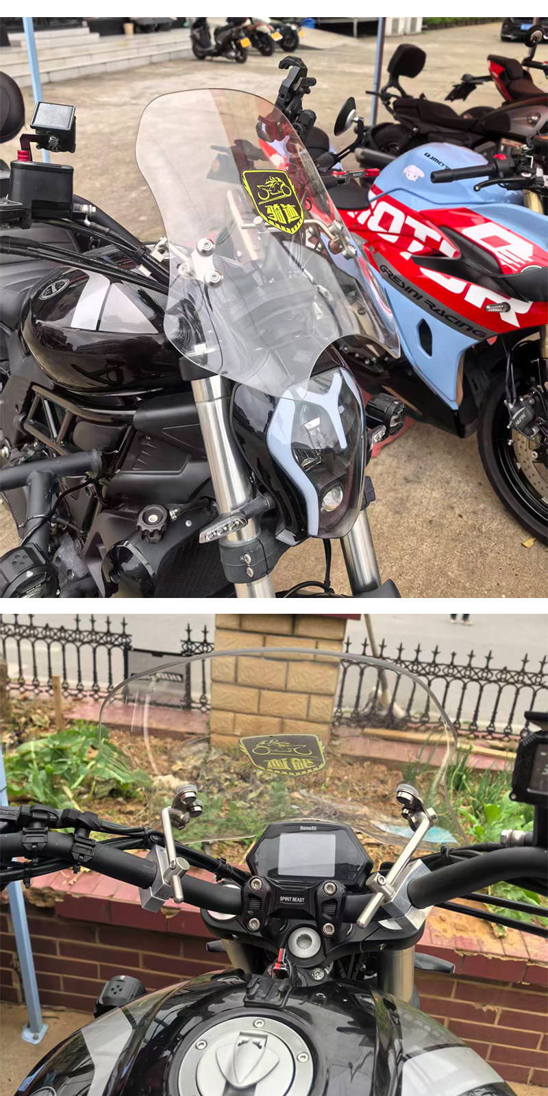 New Model Men's Motorcycle Front Windshield, Universal for Suzuki, Plexiglass Street Bike Modification, Honda-Specific Windscreen
