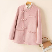 新中式复古盘扣双面羊毛呢外套女高级感气质中国风禅意茶服大衣冬