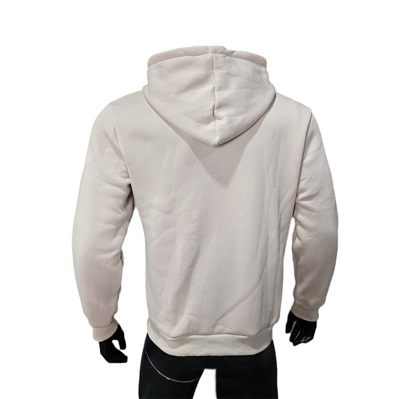 Herrenbekleidung schwerer, einfarbiger, langärmeliger Sport-Freizeitanzug mit Kapuze aus Fleece, warmer zweiteiliger Anzug_voghion.com