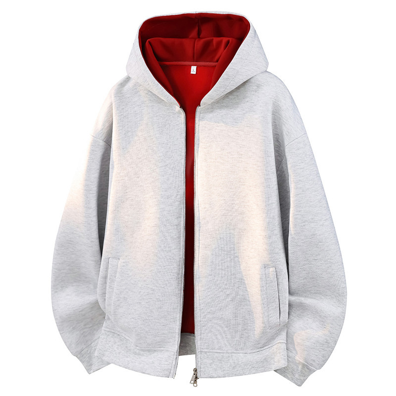 【M-8XL heavyweight 450g 2026 autumn and winter hooded cardigan casual sweatshirt men's jacket cross-border large size】
