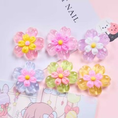 氷透二重五弁花樹脂部品diy手作り洞靴携帯ケースヘアクリップ靴花コップ貼り装飾
