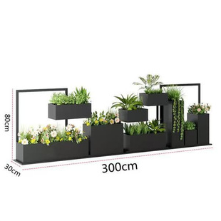 Outdoor Wrought Iron Flower Box for Commercial Street Sales Department Square Partition Rectangular Flower Pot Flower Stand Gardening Flower Bed